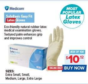 Medicom SafeBasics Easy Fit Latex Gloves