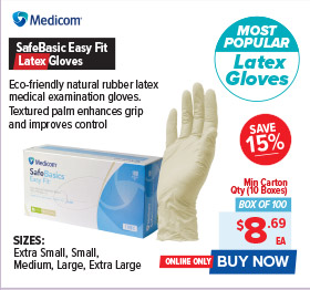 Medicom SafeBasics Easy Fit Latex Gloves