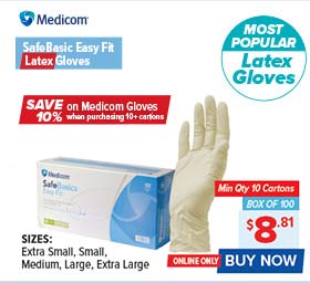 Medicom SafeBasics Easy Fit Latex Gloves