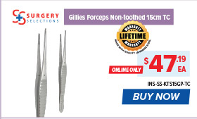 Surgery Selections Gillies Forceps Non-Toothed 15cm Tungsten Carbide